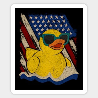 Vintage USA Flag Patriotic Rubber Duck Magnet